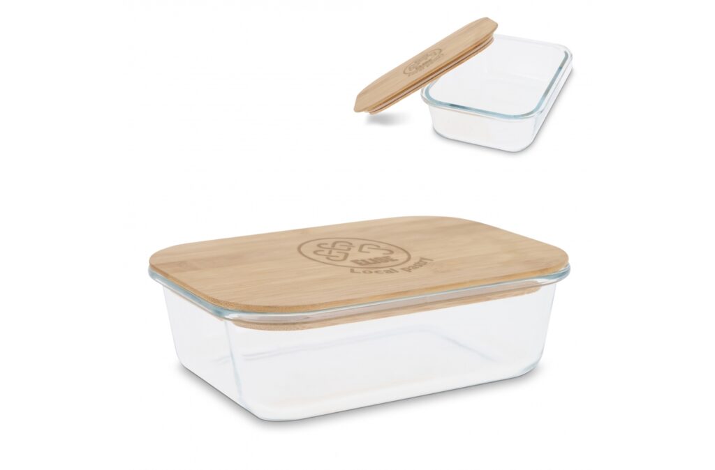 Lunch box glass with bamboo lid