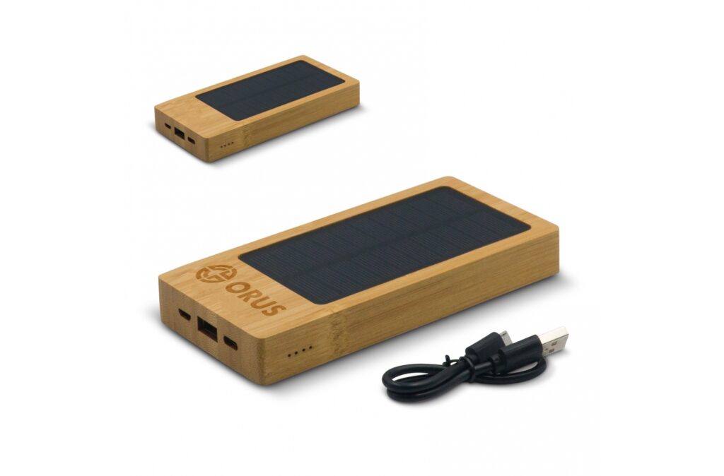 Powerbank bamboe met zonnecellen 8.000mAh