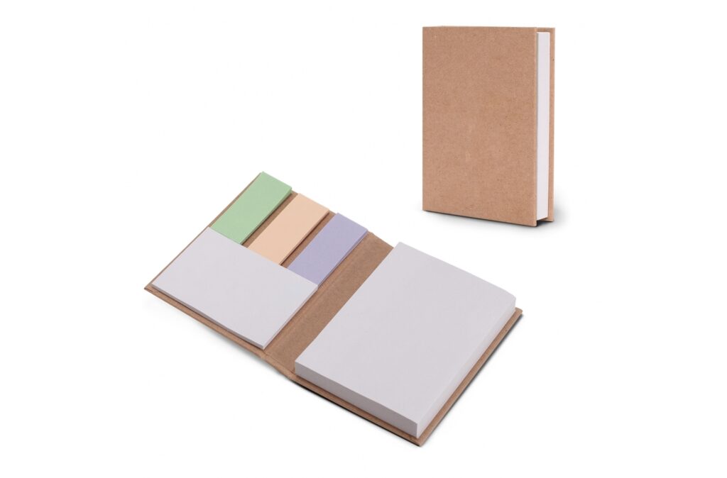 Carnet avec papier repositionnable FSC et marque page