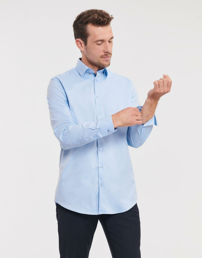 Tailored Contrast Herringbone Shirt LS