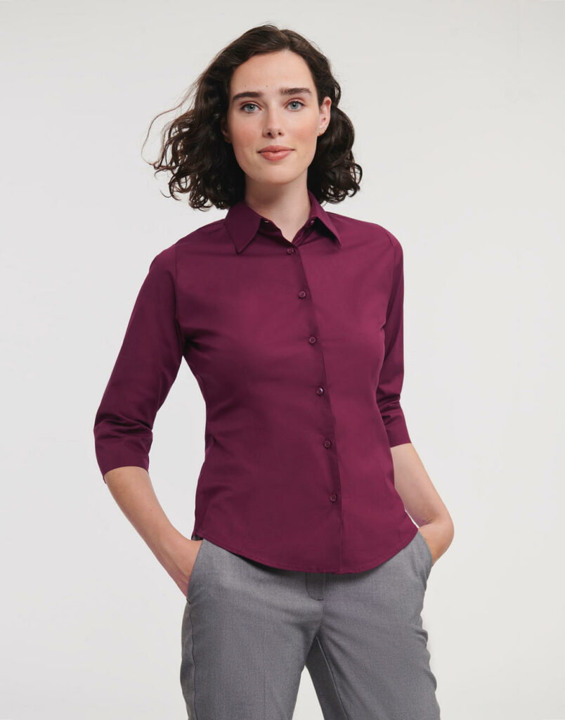 Fitted Blouse with 3/4 Sleeves
