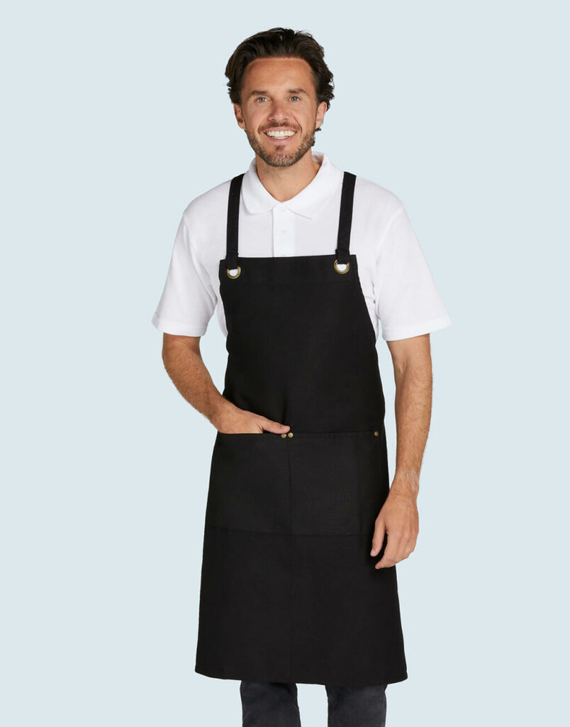 PROVENCE – Crossover Eyelets Bib Apron with Pocket