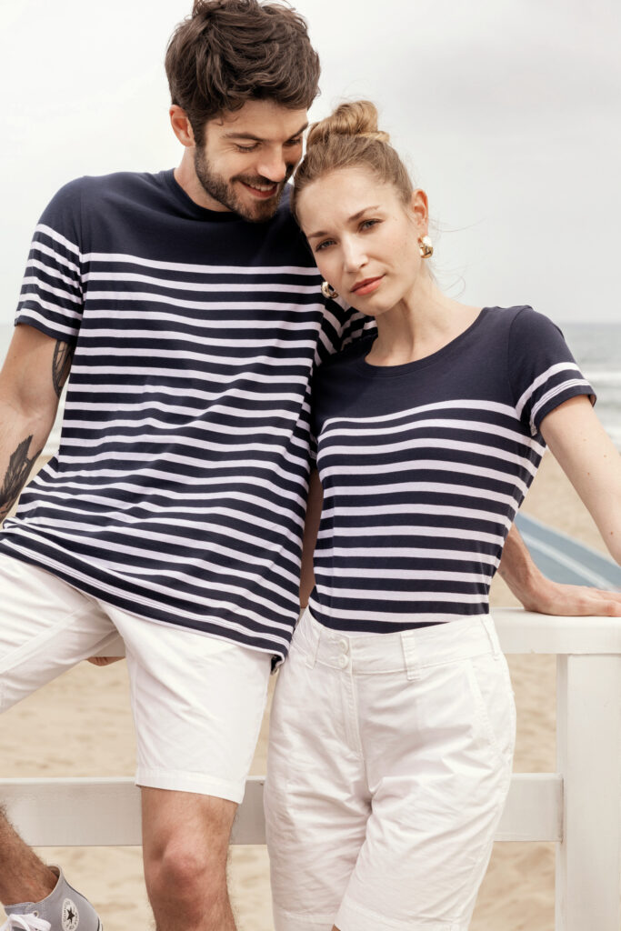T shirt marin col rond Bio femme Maisons Clothes