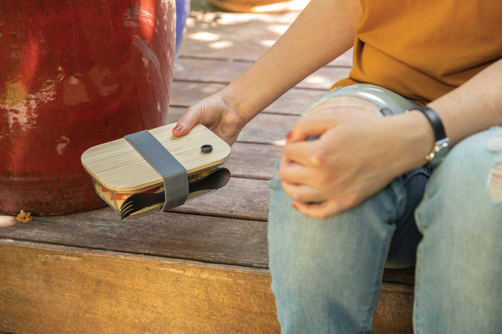 Glazen lunchbox met bamboe deksel