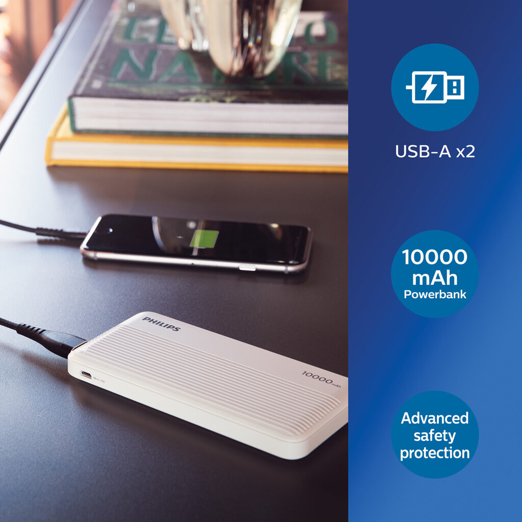 Philips 10.000 mAh platte powerbank