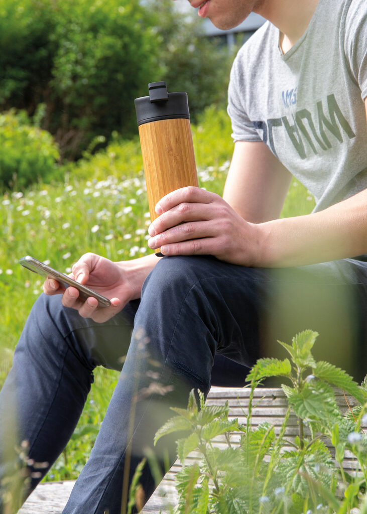 Bogota vacuum bamboo coffee mug