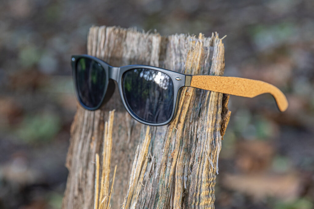 GRS recycled PC plastic sunglasses with cork