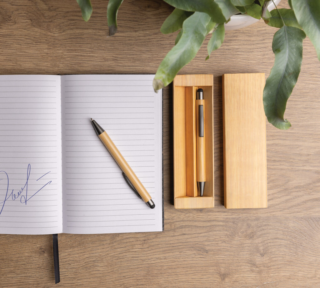 Bamboo modern pen set in box