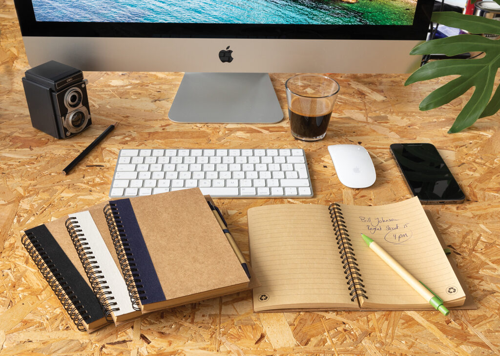 Kraft spiral notebook with pen