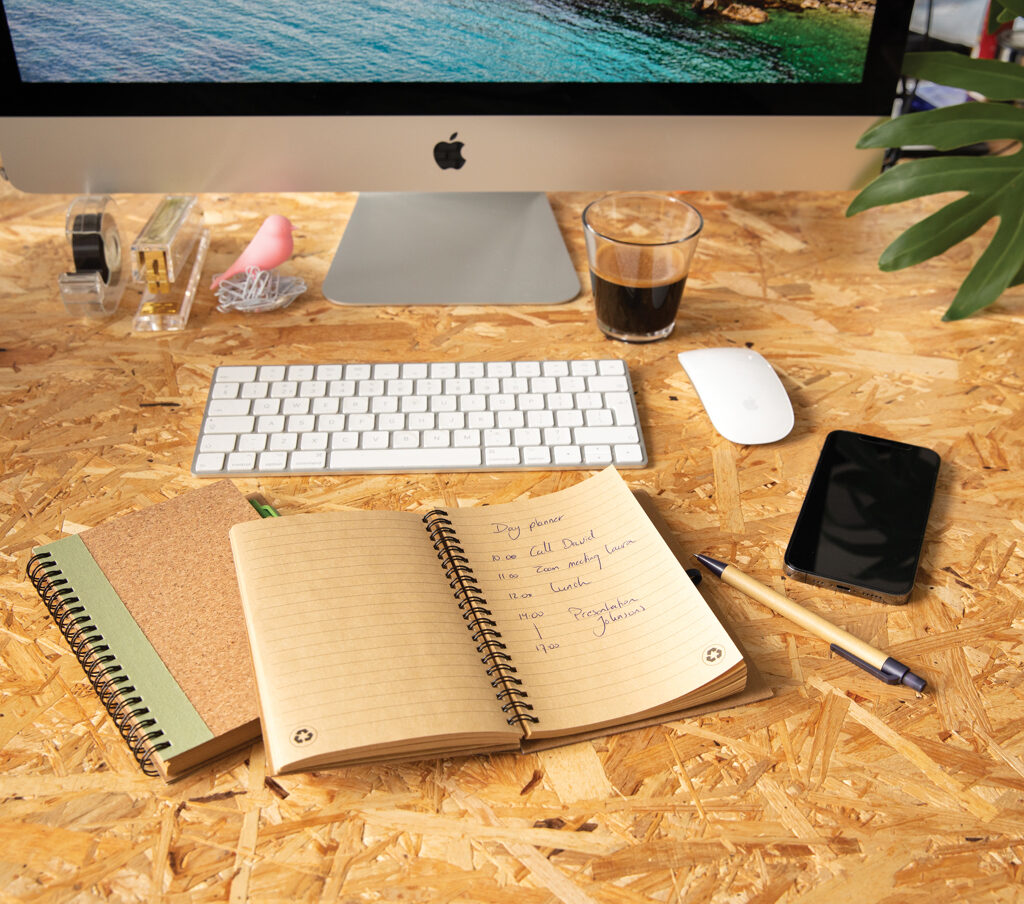 Cork spiral notebook with pen