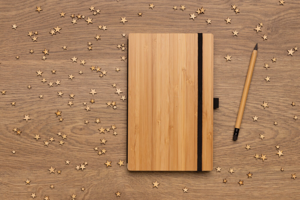 Bamboo notebook and infinity pencil set