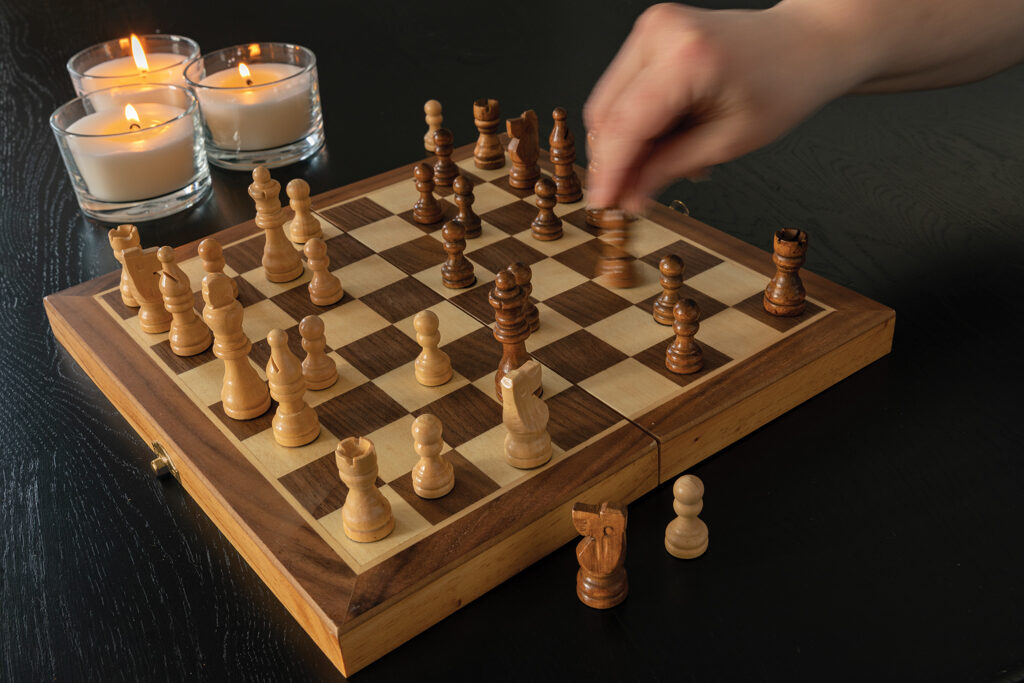 Luxe houten opvouwbaar schaakspel
