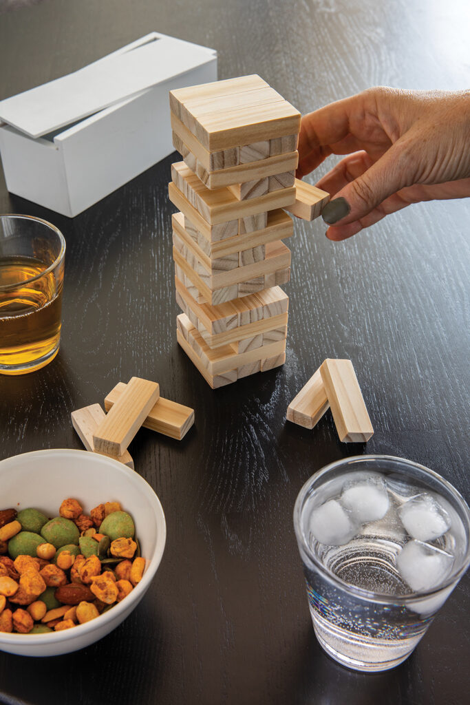 Deluxe tumbling tower wood block stacking game