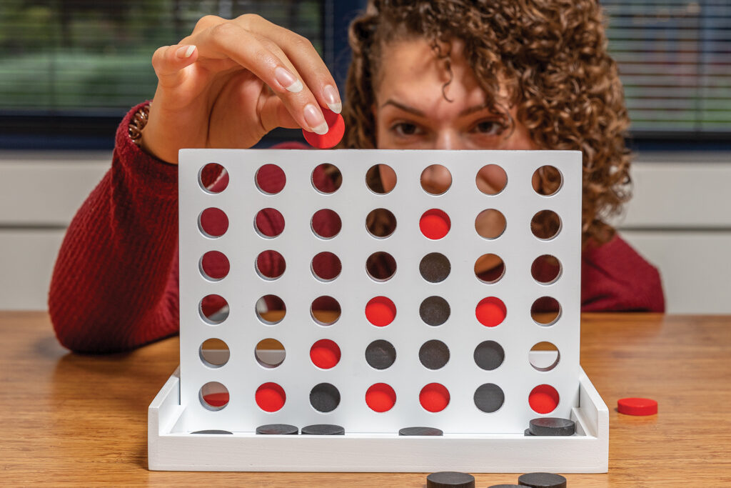 Connect four wooden game